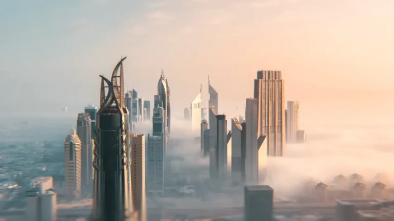 Dubai Skyline under the clouds